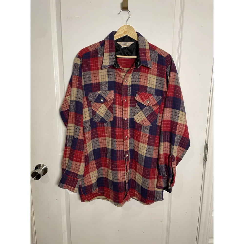 Vintage RedHead Shirt Mens XL Long Sleeve Red Plaid Flannel USA